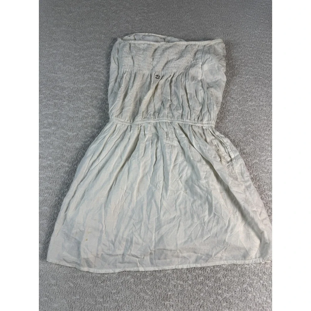 Billabong Dress Womens Small White Strapless Floral Embroidered Boho Summer Mini